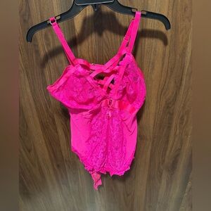 Torrid Vibrant Pink Lace Bodysuit, Size 1 (Large)